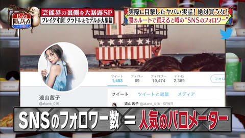 SNSのフォロワーの数がＴＶ出演にも影響するらしいから買ってる奴がいる